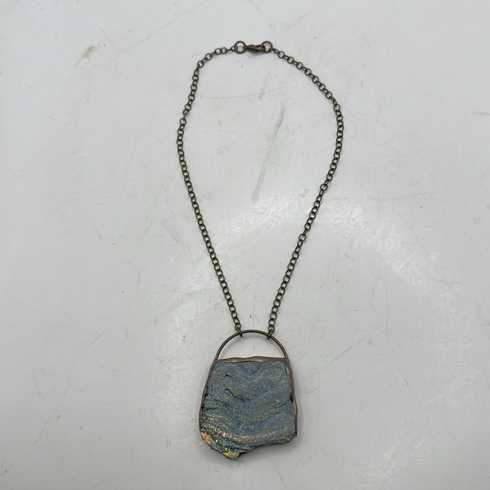 Vintage Pendant Necklace Ren Faire Fairy Rock Glitter Shimmer Jewelry Reversible